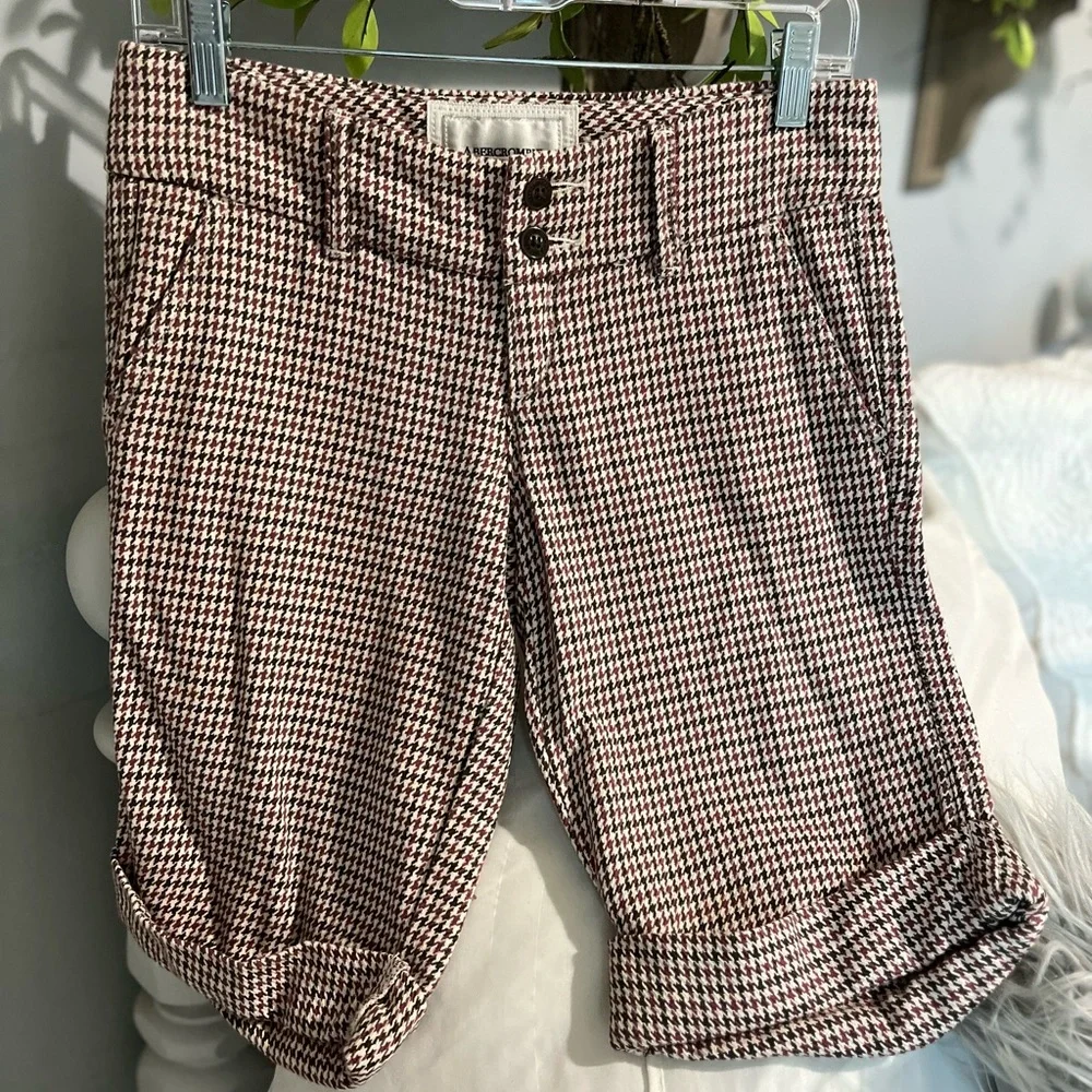 Abercrombie and Fitch Houndstooth Bermuda Shorts Cotton Walking Womens 00